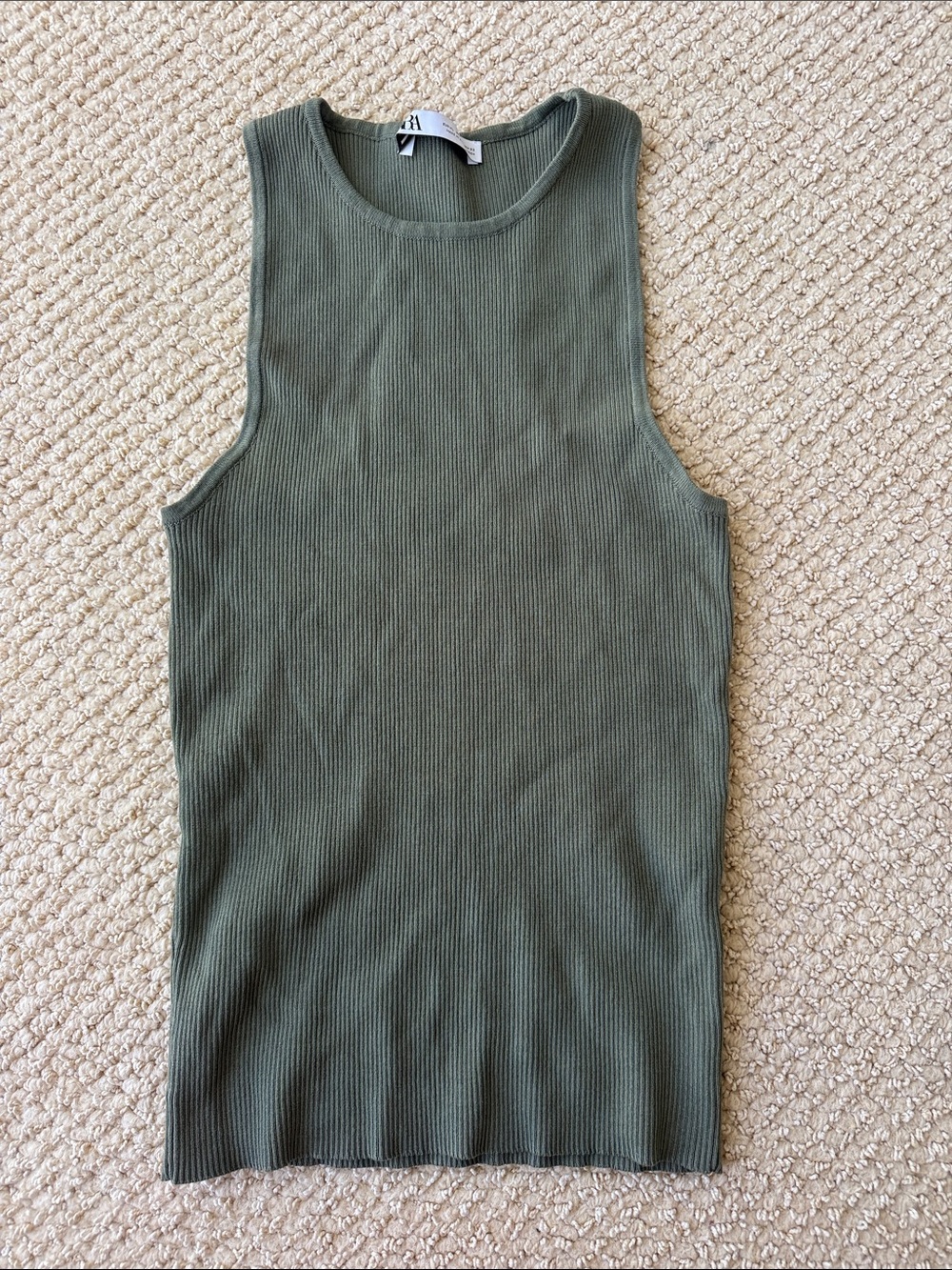 Zara Olive Green Ribbed Tank size XL